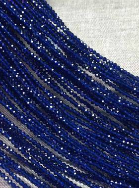 天然2mm蓝宝石切面刻面散珠子半成品diy手链项链配件材料饰品