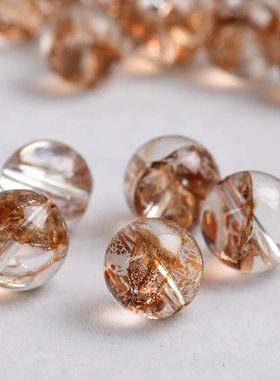 天然金箔锦鲤胶花水晶散珠子幽灵单珠手串配珠diy多宝串珠配件珠