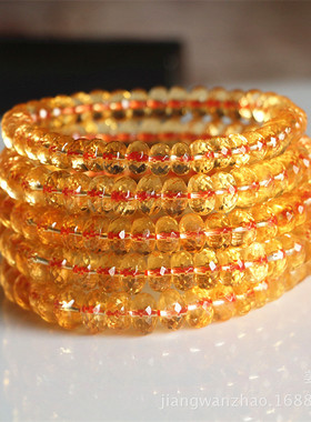 天然宝石 天然黄水晶手链 黄水晶切面手链 黄水晶手链 黄晶AAAAAA