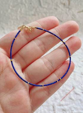 「星落」925纯银1mm青金石极简风手链女款超细克莱因蓝手饰小众