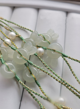 和田玉面包扣兔子玉兔少女萌宠可爱手绳DIY手编设计手链小清新