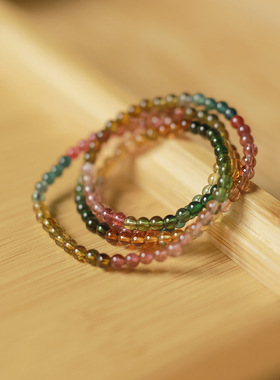 巴西天然碧玺手串三圈多圈水晶手链女diy饰品厂家一件