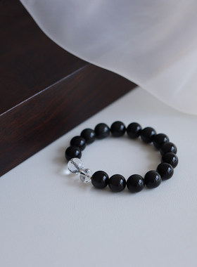 收藏级彩虹眼黑曜石！保真！纯天然晶石手串情侣手链男女纪念礼物