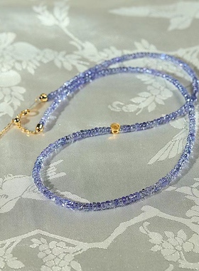 原创设计天然蓝宝石坦桑石3.5mm切面手链项链搭配淡水珍珠仙女风