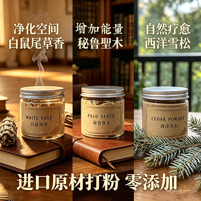 秘鲁圣木粉雪松粉净化室内家用白香托/香盘/香座/香