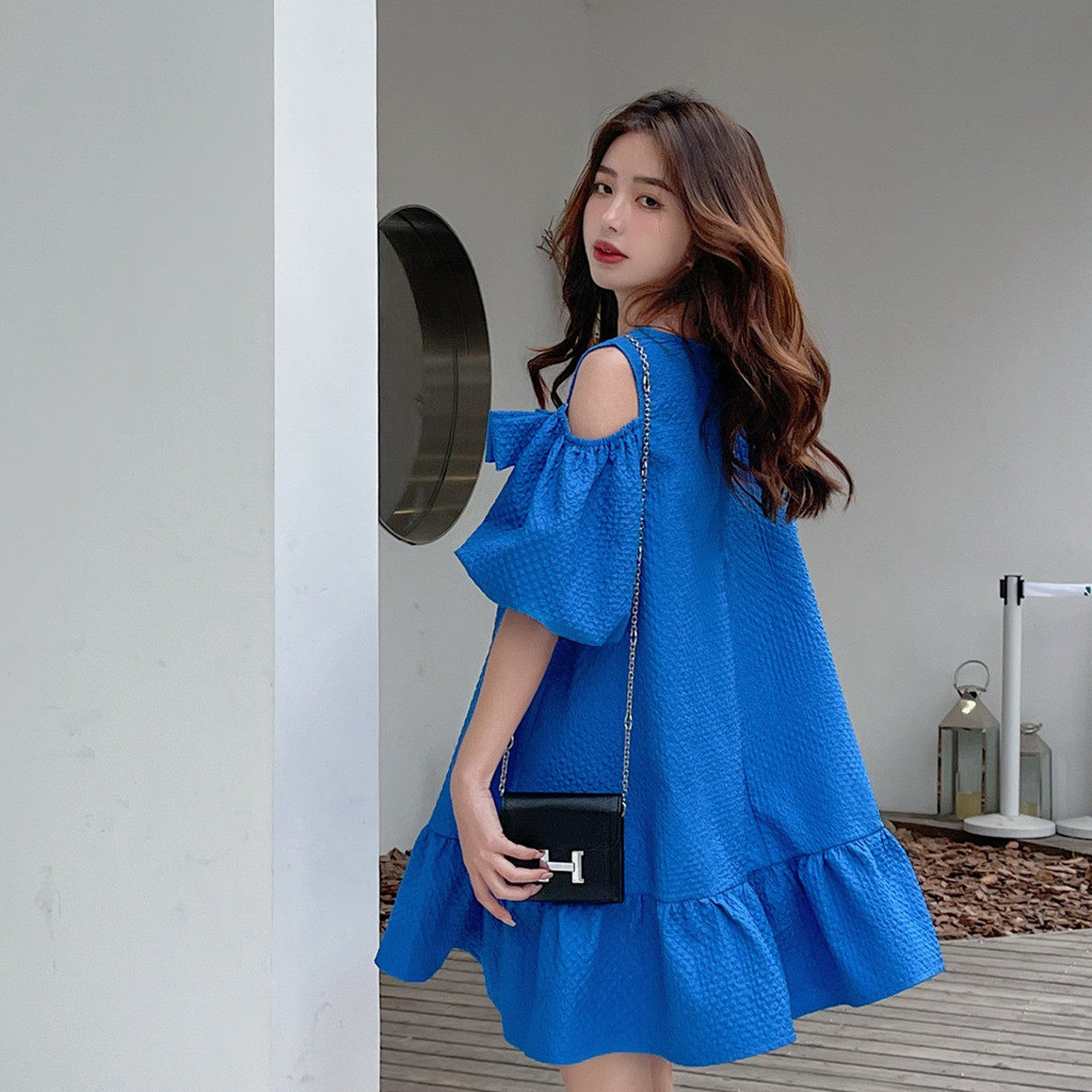 [现货】露肩克莱因连衣裙浙宝B252-2217-P95-K158，女装连衣裙，浙宝252