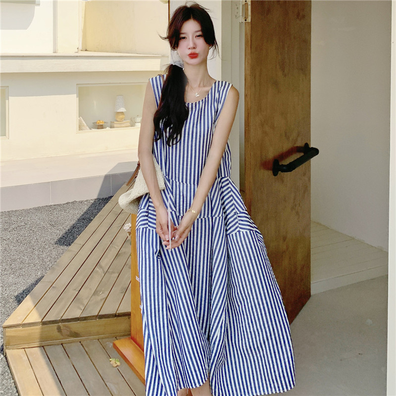 【现货】25新款无袖条纹连衣裙浙宝B252-2515-p125-k199，女装连衣裙，浙宝252
