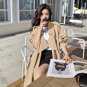 高级感超好看克莱因蓝色风衣外套女春秋2025年新款中长款宽松大衣图片