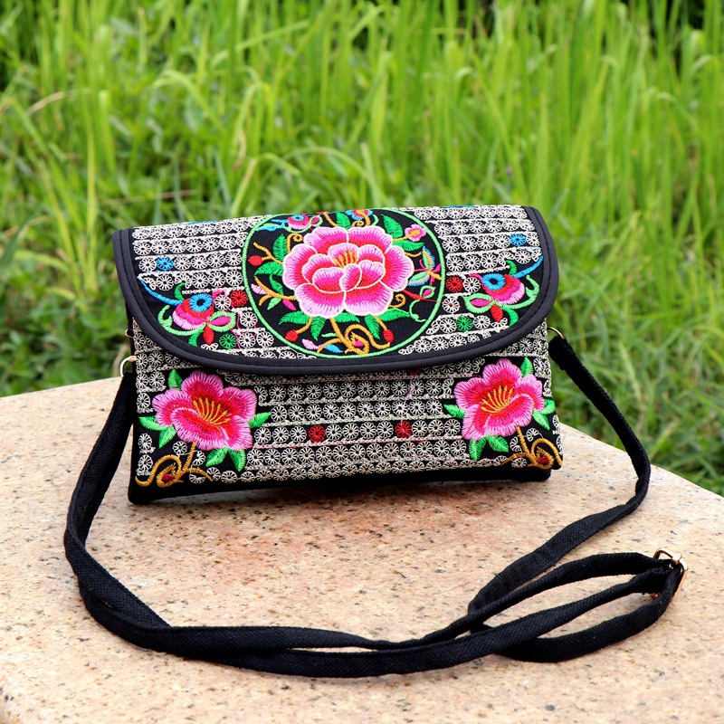 贵州斜挎包民族风双层拉链盖头包手拿布艺绣花包包女手拿手机钱包