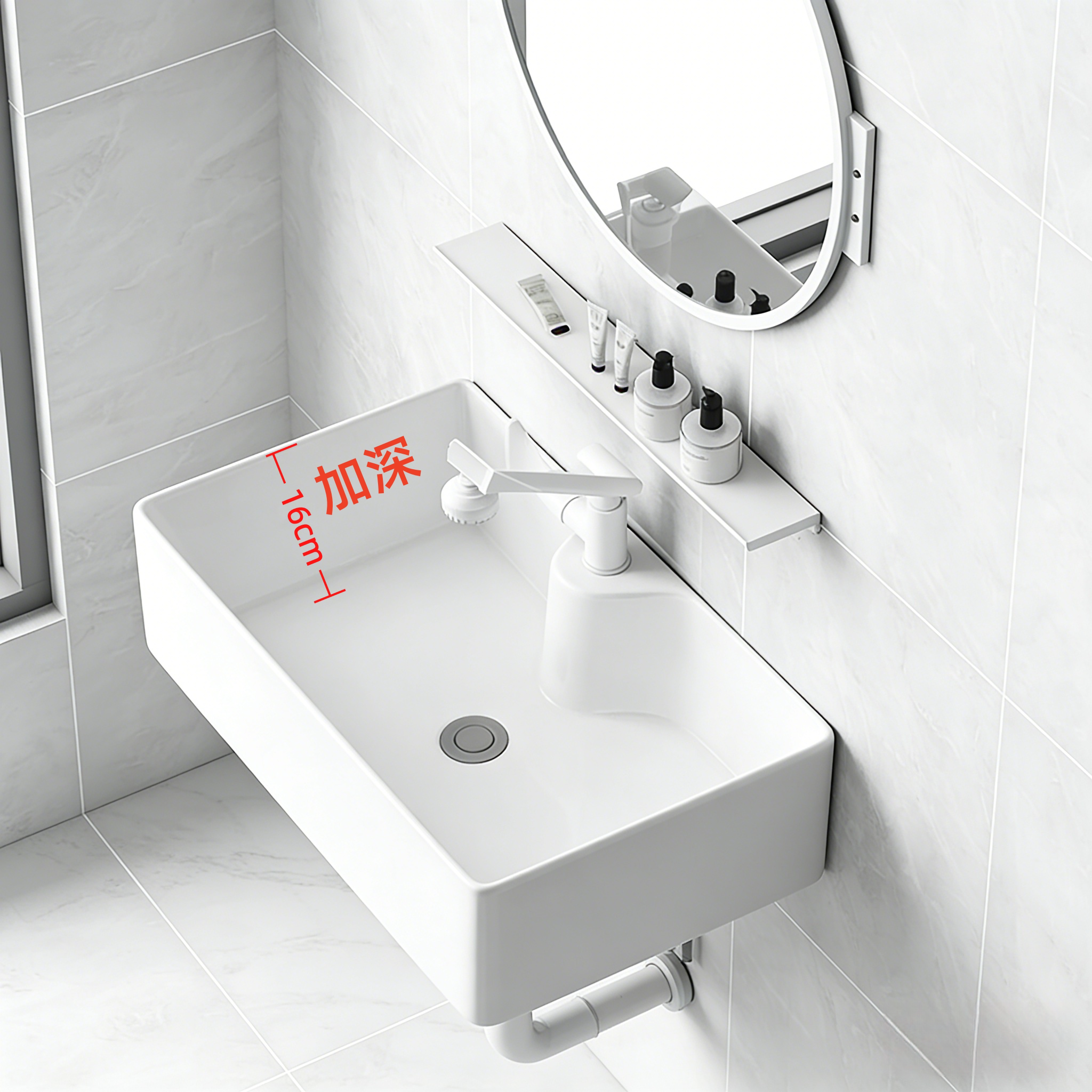 简易挂墙式洗手盆卫生间迷你悬空壁挂式一体陶瓷洗脸盆小户型面盆