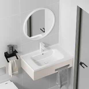 小户型挂墙式洗手盆阳台不锈钢支架盆卫生间壁挂式面盆陶瓷洗脸盆