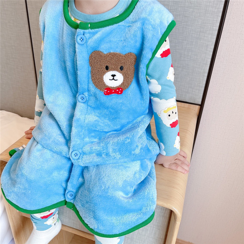 长款法兰绒睡袋护肚防踢被背心