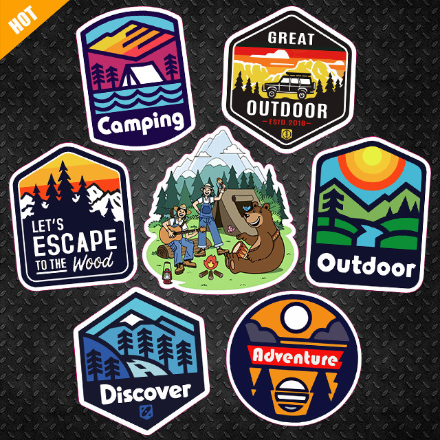 个性户外野营探险旅行房车电动汽车摩托车自行车装饰磁力防水贴纸,模玩/动漫/周边/娃圈三坑/桌游,动漫徽章/立牌,淘宝优惠券,粉丝福利购,淘宝优惠卷