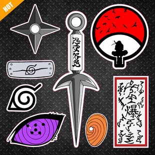 火影忍者起爆符写轮眼电脑笔记本冰箱贴电动汽车反光磁力磁吸贴纸