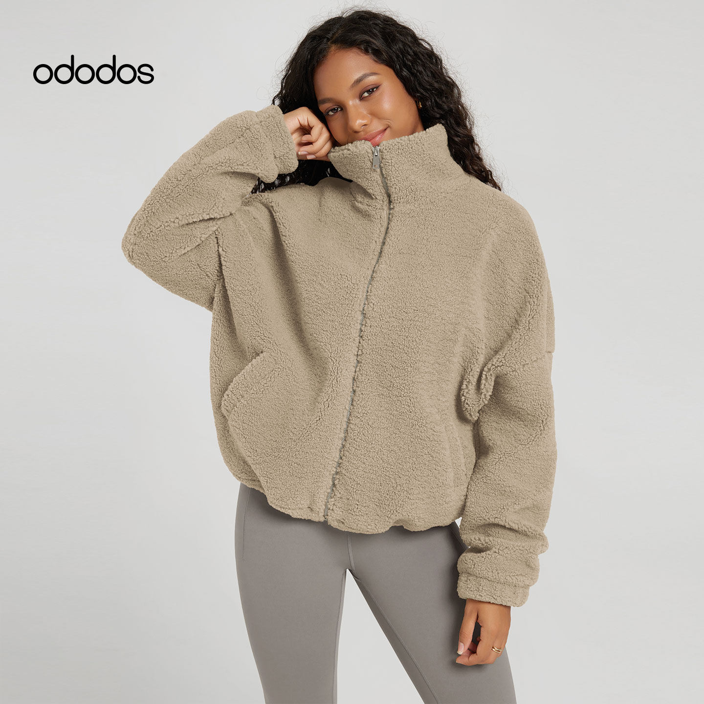 ododos 新款运动外套女羊羔绒宽松保暖显瘦跑步瑜伽服健身夹克冬,运动服/休闲服装,运动茄克/外套,淘宝优惠券,粉丝福利购,淘宝优惠卷