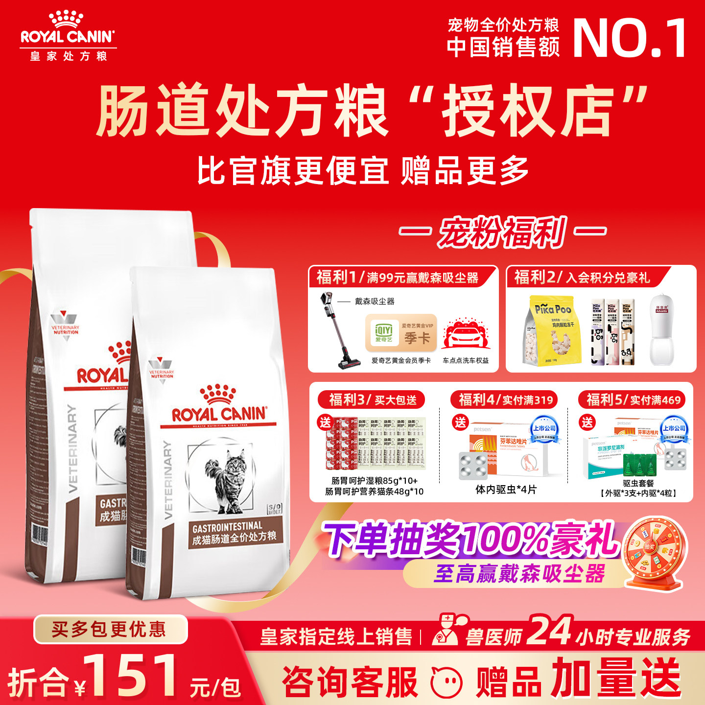 皇家猫粮肠道处方粮GI32能量适中全价消化调理成幼猫肠道处方粮