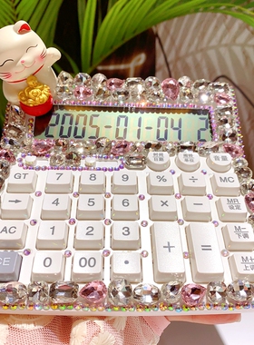 创意招财猫语音计算器镶钻满钻水钻大按键计算机银行会计大屏大号