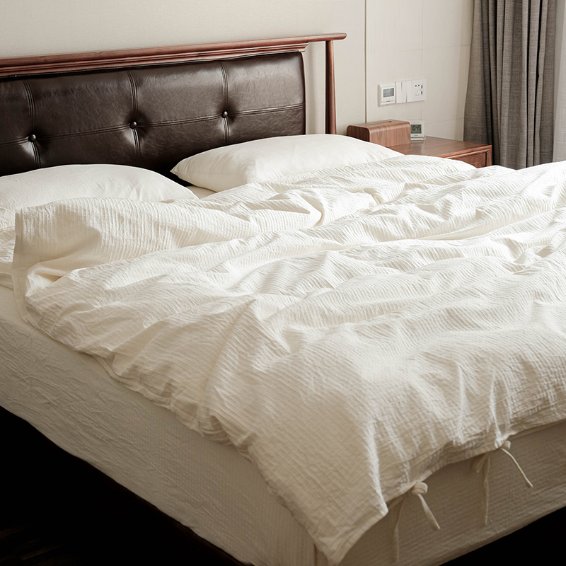 出口日本不染全棉A类四件套白色双人被套床单床笠款床上用品套件