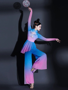 胶州秧歌舞演出服女中国风2024新款 艺考古典扇子舞蹈服广场舞套装