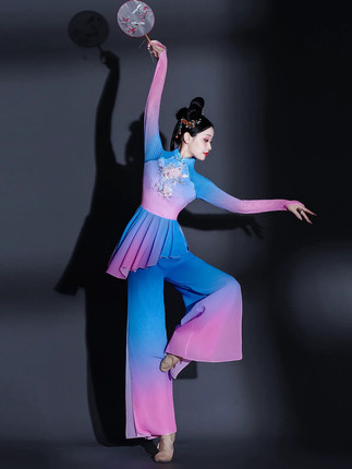 胶州秧歌舞演出服女中国风2024新款艺考古典扇子舞蹈服广场舞套装