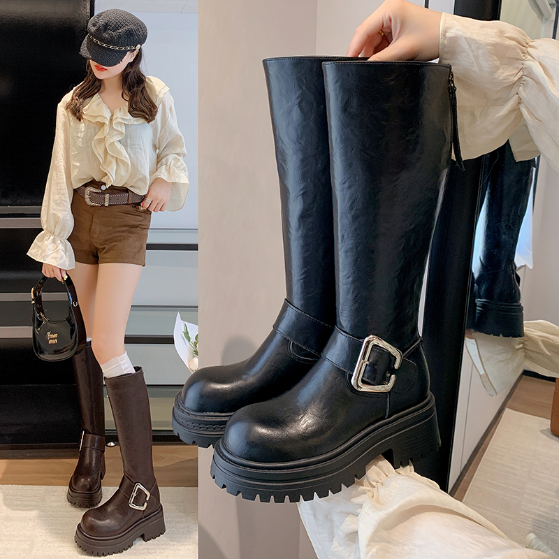 骑士靴两穿秋复古大码女靴