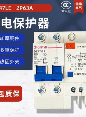 2P63A漏电断路器 供应C63小型漏电开关 温州厂家销售漏电保护器