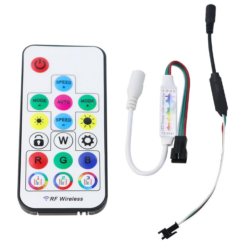 厂家定制迷你RF无线17件控制器幻彩智能遥控器LED幻彩灯带控制器