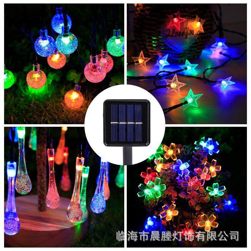 挂彩灯庭院花园太阳能灯串阳台树上露营装饰户外氛围led防水樱花