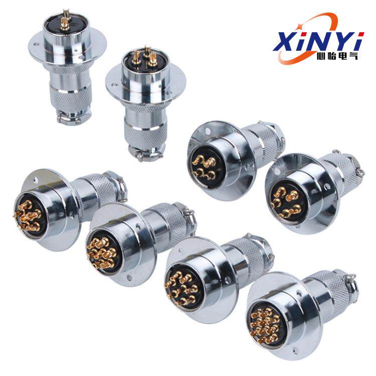 厂家航空-电缆DF25连接器6芯公母GX25插头25mm插座