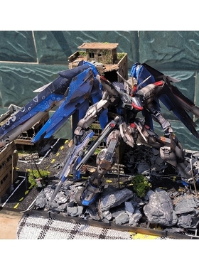 木石现货高达自由鱼缸单景mg场景破镜战损pg元祖机甲小米鱼缸造景