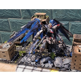 木石现货高达自由鱼缸单景mg场景破镜战损pg元祖机甲小米鱼缸造景