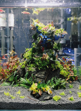 万代自由00oo元祖小米鱼缸废墟高达鱼缸场景战损机甲鱼缸柜装饰品