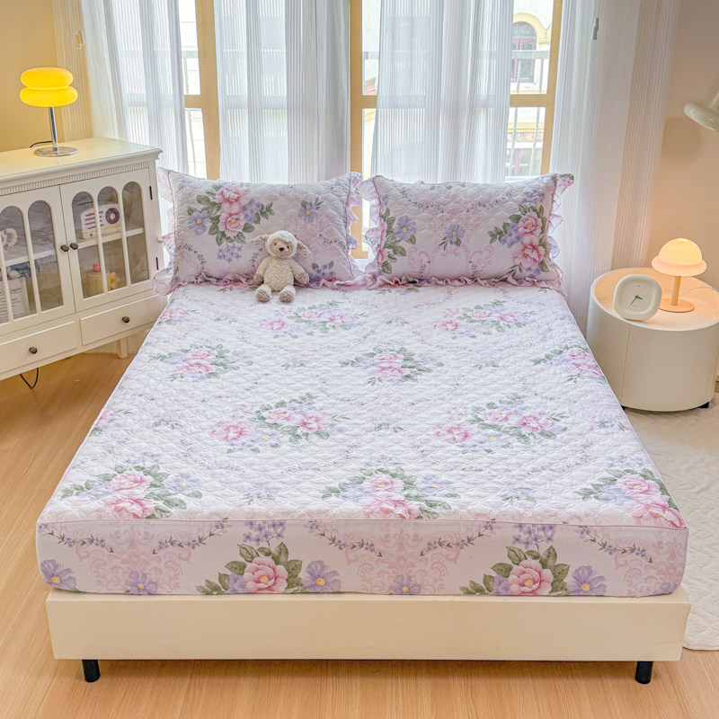 夹棉床罩全棉床笠加厚卡通床罩床套纯棉席梦思棕垫隔脏防滑保护套