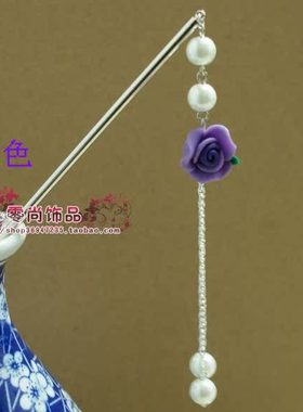 新中式国风发簪女古风汉服发饰盘发簪子软陶高级感发饰发钗头饰
