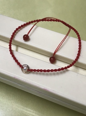 原创设计精工编织红绳本命年天然珍珠转运手绳手链