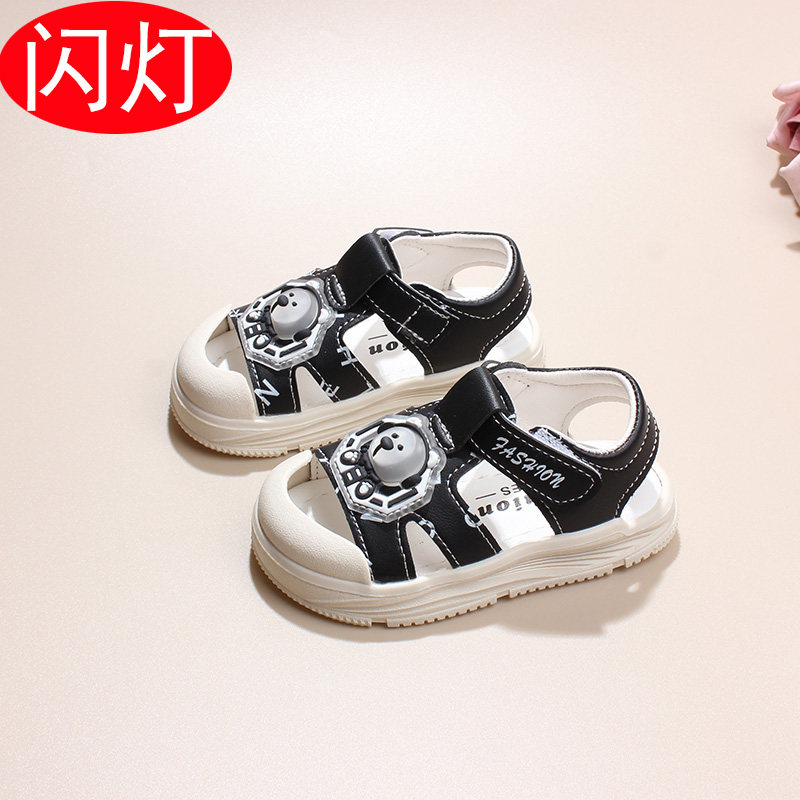 宝宝凉鞋男宝夏季儿童软底学步鞋1-3岁幼童鞋小男童包头鞋子亮灯2