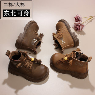 秋冬幼儿宝宝雪地靴男童马丁靴女童学步鞋软底二棉皮鞋1-3岁短靴2