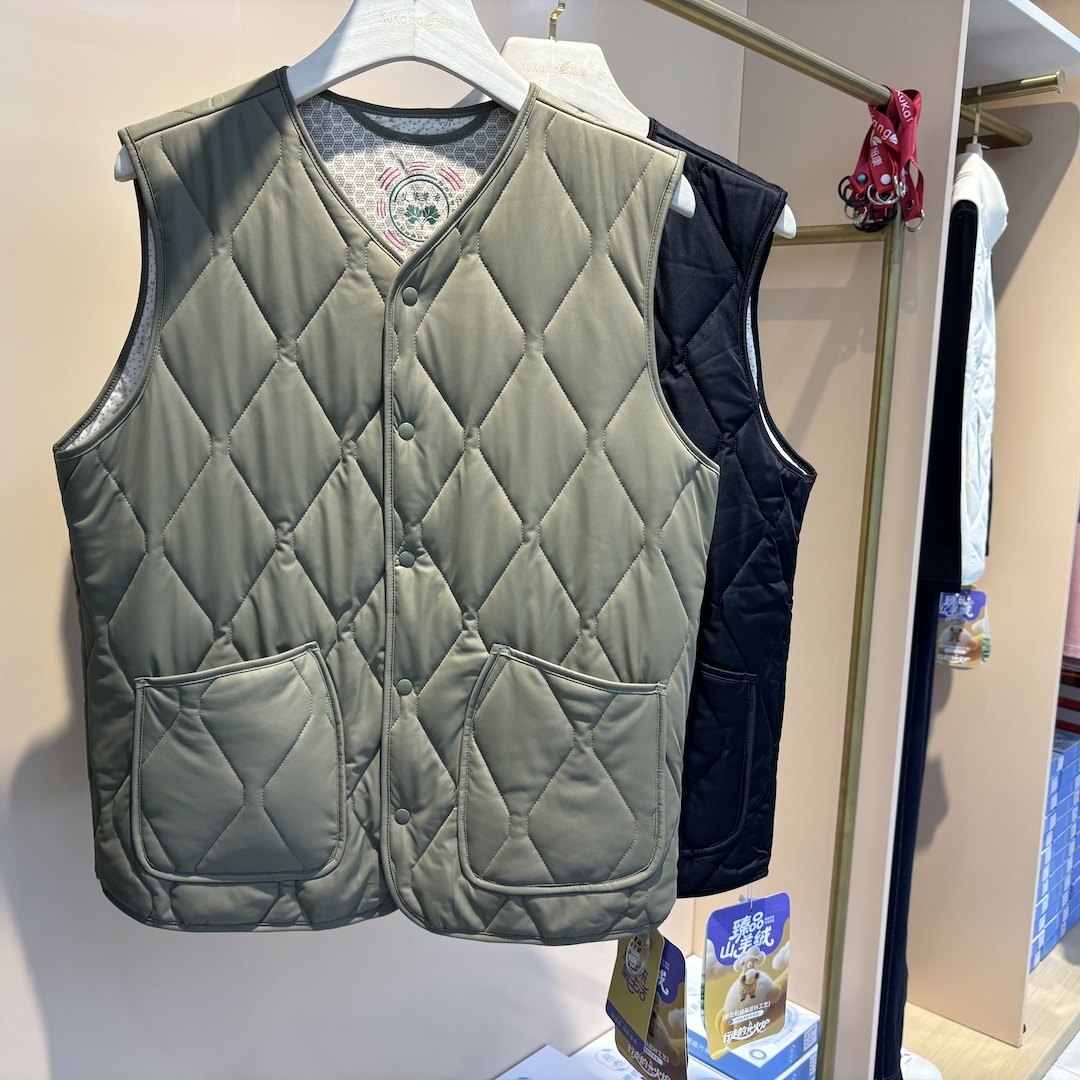 动氧9901男开衫马夹圆领保暖马甲新款外穿无袖山羊绒上衣羊毛冬季