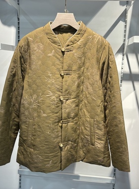 银州羊259266国风提花女士保暖妈妈棉衣加绒羊毛盘扣棉袄外套