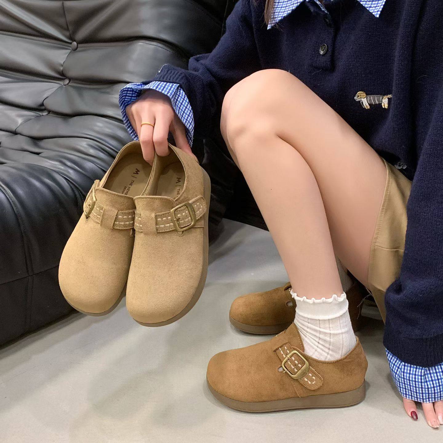 2026春季新款勃肯单鞋女平底舒适洋气百搭一脚蹬复古小土豆乐福鞋,女鞋,勃肯鞋/软木鞋,淘宝优惠券,粉丝福利购,淘宝优惠卷