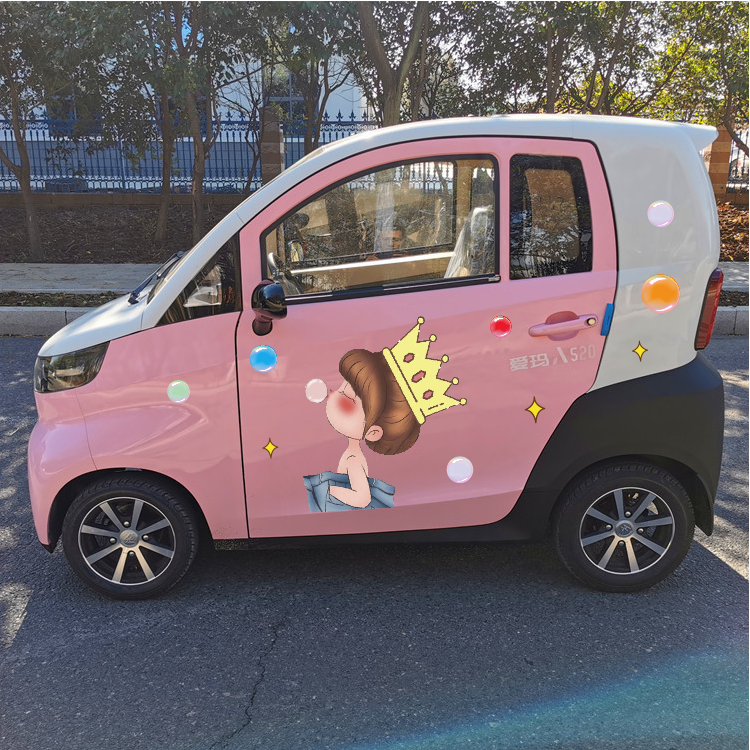 爱玛四轮电动车贴纸小型汽车卡通贴泡芙小姐大阳巧客卡通三轮车贴