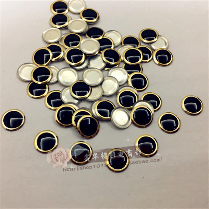 网红包边金边滴树脂烫珠 6MM圆形黑色银边滴胶珠烫片服装铆钉配件