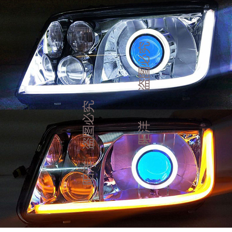 大众老宝来大灯总成改装双光透镜氙气灯天使眼恶魔眼透镜宝来大灯