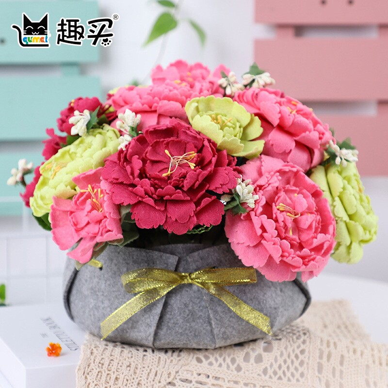 绣球花教师节母亲节不织布手作手工diy花束材料包儿童益智制作