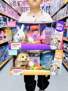 茫果潮玩萌宠狗狗小兔子猫咪宠物屋电动行走会叫毛绒公仔儿童玩具