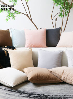 轻奢现代北欧法式美式清新莫兰迪美拉德灰色纯色沙发抱枕飘窗靠垫