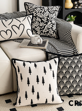 黑白色复古法式田园美式乡村飘窗靠垫沙发抱枕民宿酒店样板间