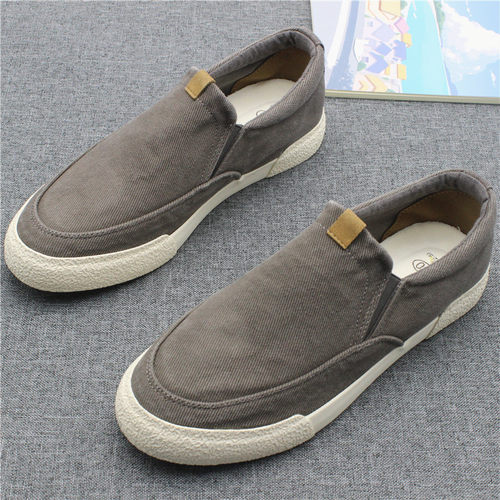 帆布鞋男新款一脚蹬懒人鞋子男鞋