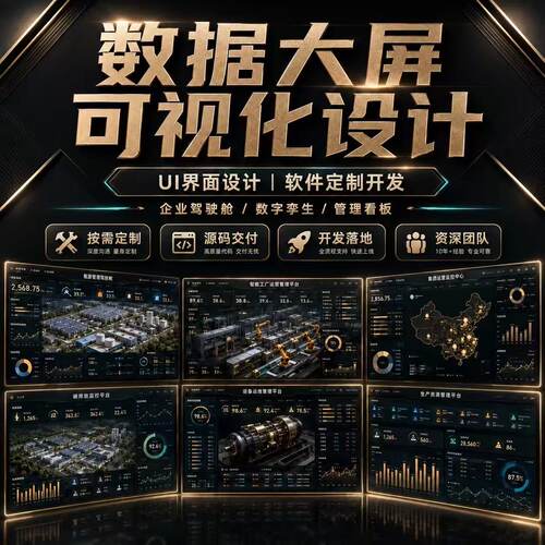 可视化数据大屏看板组态物联网站软件系统界面ui设计/vue前端开发