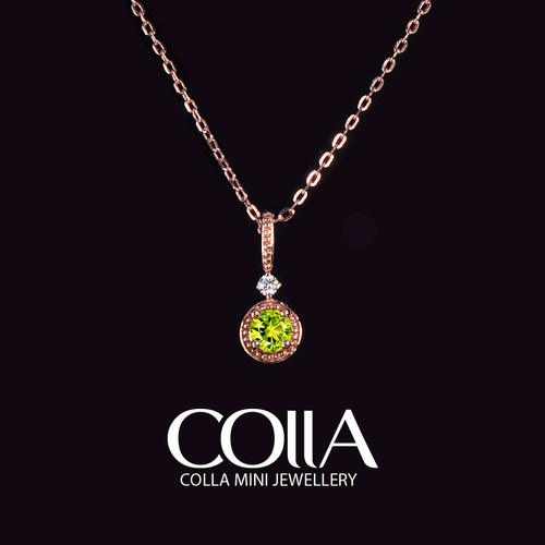 天然绿925银玫瑰金彩色宝石项链